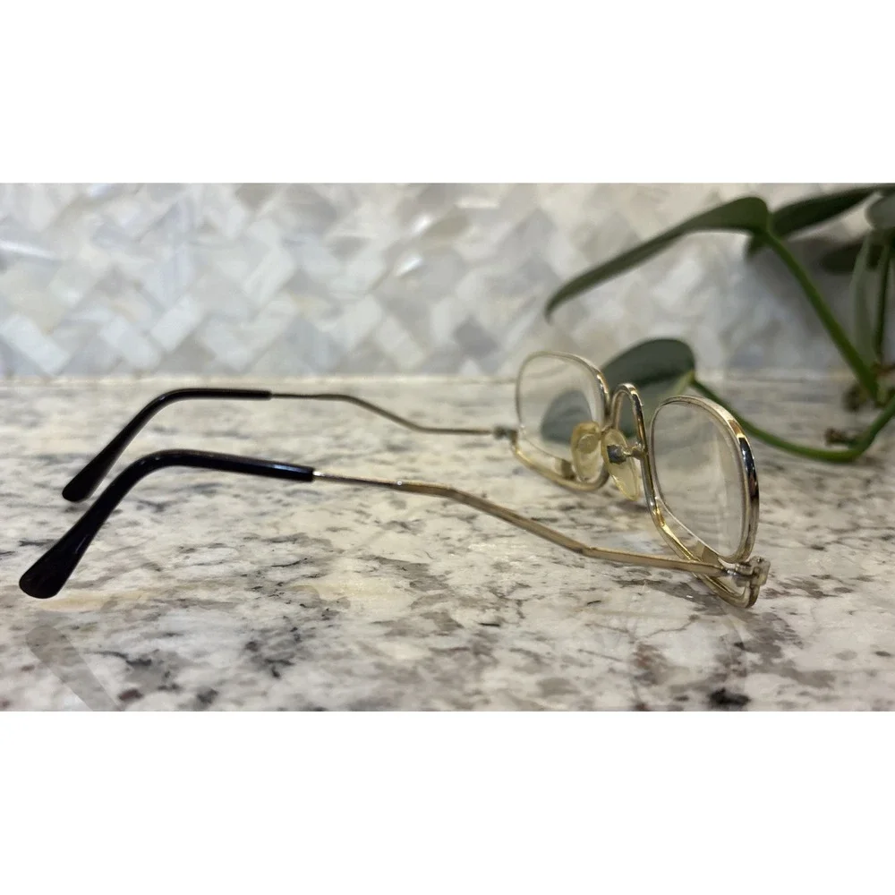 Vintage Reading Glasses Flip Down Lenses Gold‎ Tone Metal 1960s Steampunk